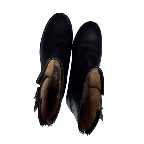 FRYE Pippa Black Leather Buckle Moto Short Boots Women’s Size 6 - Picture 7 of 9